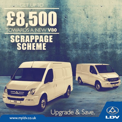 Bring your old van in and drive a new van out! #LDV #scrappagedeal
goo.gl/vEjBKc