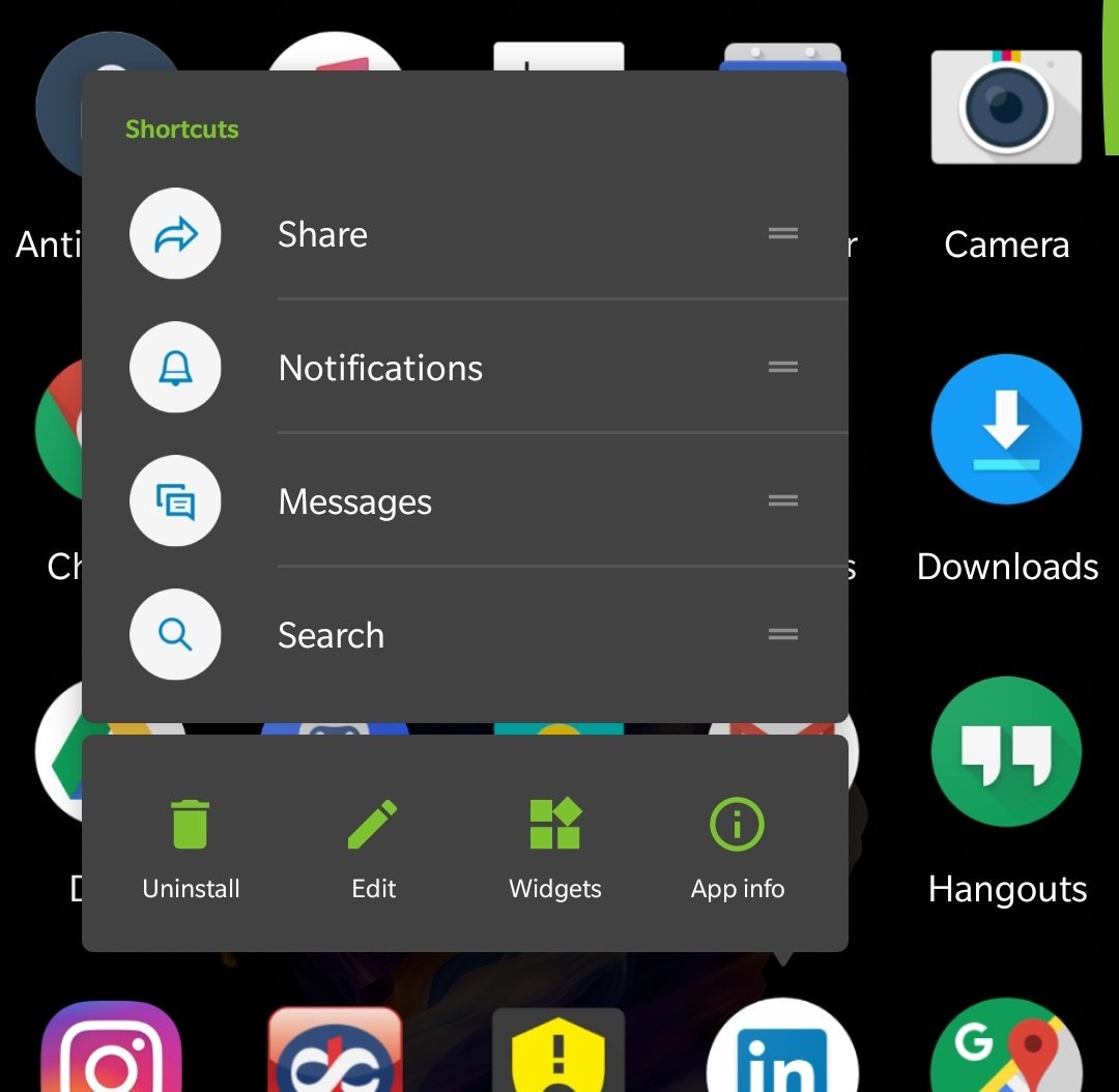 kevalpatel2106's tweet image. I love the way how @oneplus implemented App Shortcuts in the latest update of #OneplusLauncher. Muche better use of space than stock Android Pixel Launcher.