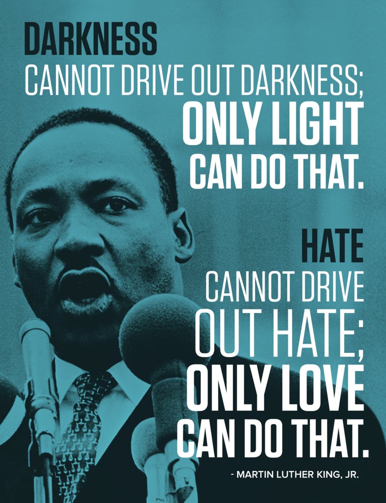 ipcomnetwork's tweet photo. La oscuridad no puede salir de la oscuridad; solo la luz puede hacer eso.
El odio no puede expulsar el odio, solo el amor puede hacer eso. 
M Luther King, JR. https://t.co/AxHg4OH51z