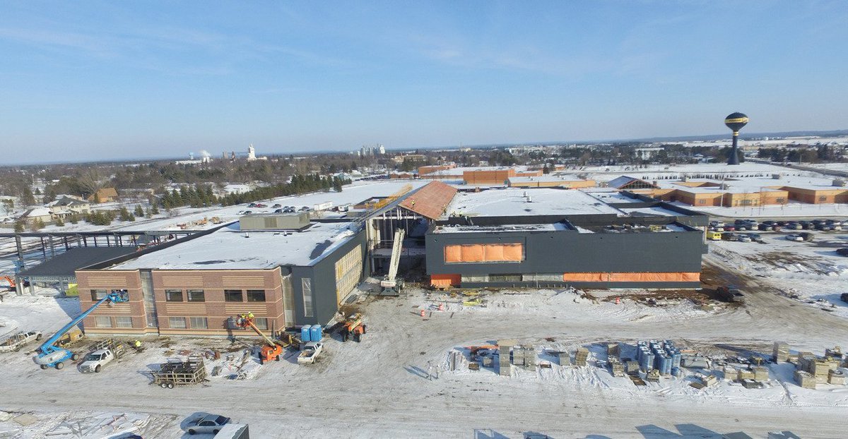 ICS_Consulting_'s tweet photo. Check out the Perham-Dent High School from a bird's eye view! This new 118,000 SF facility, connected to the middle school, will provide collaborative learning spaces and opportunities for additional Career Academies. @TSP_inc @ObernelEngineer  #OlafAnderson #BhhPartners https://t.co/HXcJ9fGcSE