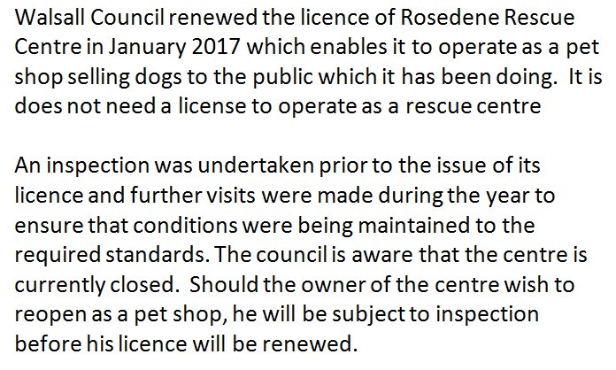 WalsallCouncil's tweet photo. Walsall Council comment on Rosedene Rescue Centre https://t.co/TKTSPcPeOp