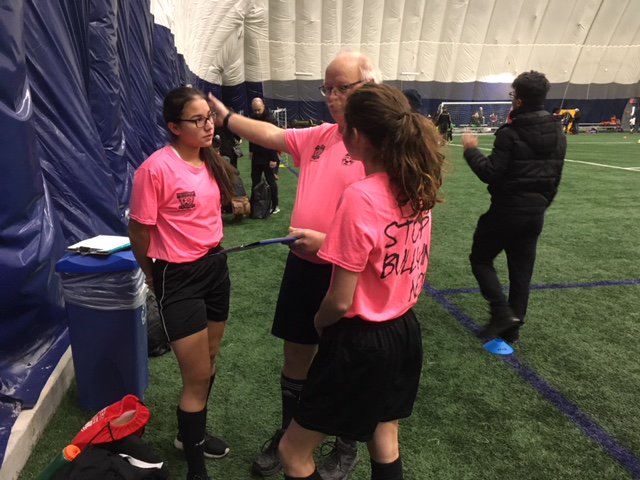 PickeringFC's tweet photo. As part of the Pickering Soccer Club’s commitment to providing on going development to its many referees we introduced a Match Official Development Program for 2018. Here we see Mike Balfour discussing his mentor field report with Allison &amp; Olivia. https://t.co/7ZYsaVoSgd