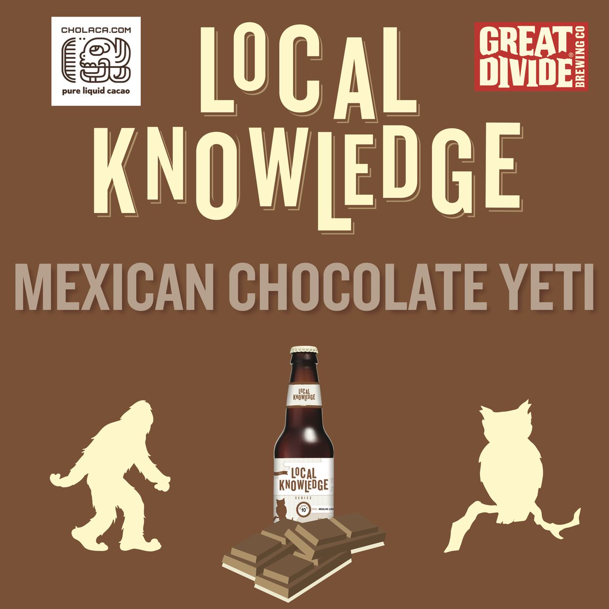 greatdividebrew's tweet photo. You guys, our first #LocalKnowledge release of 2018 is so going to be so good... This Saturday, Jan 20th we will be releasing a super limited edition of a Mexican Chocolate Yeti brewed with @Cholaca liquid cocoa! It's so good, we wish we didn't have to share it with you. https://t.co/hxnJtVLecy