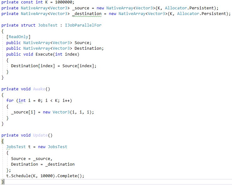 FilipDev's tweet image. First test of the new #unity3d job system.
Very unstable but waiting to finish this task in Update() running in 60FPS.
Not-unrolled loop running in 7FPS.
#gamedev #indiegamedev #unity