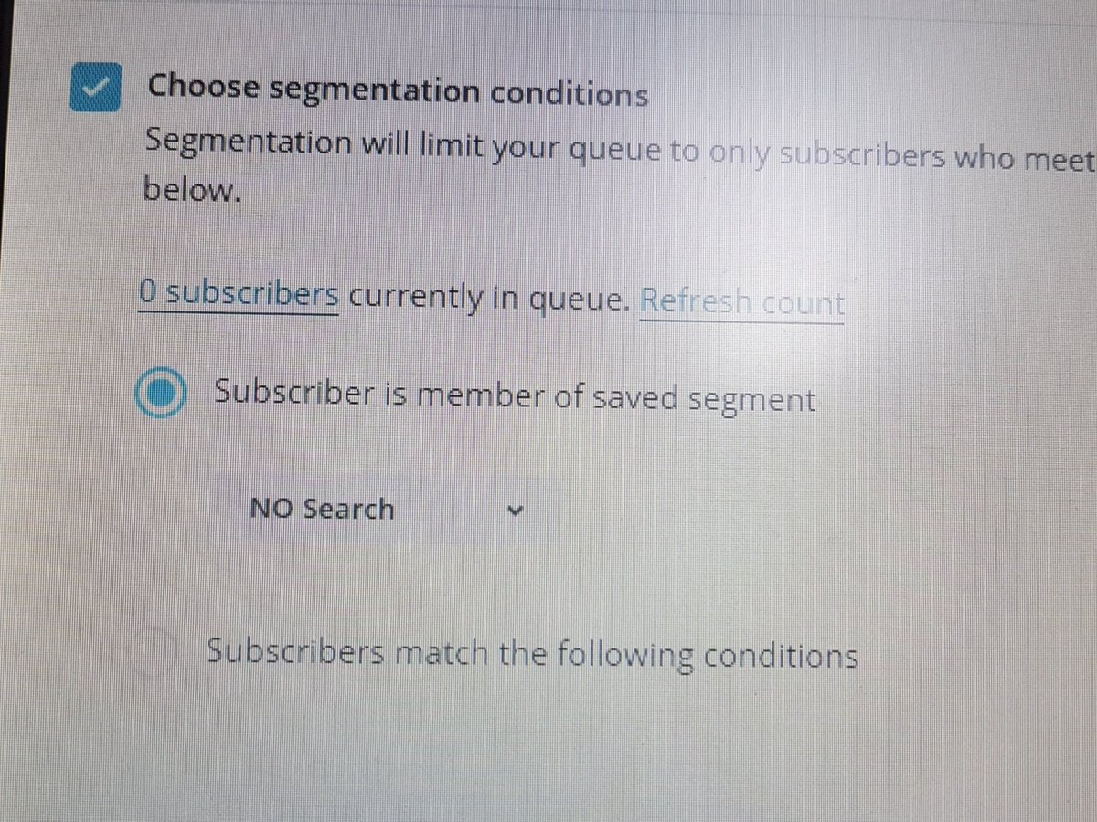 MelanieNabert's tweet photo. @MailChimp There are over 60 subscribers in this segment https://t.co/blgwZRloMY