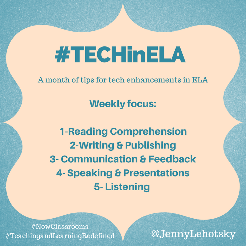 JennyLehotsky's tweet photo. Kicking off week 3 of #TECHinELA This weeks theme is Communication and Feedback. Today's tip coming up! 
#TeachingandLearningRedefined #Nowclassrooms #d100pride https://t.co/p9pErA1c57