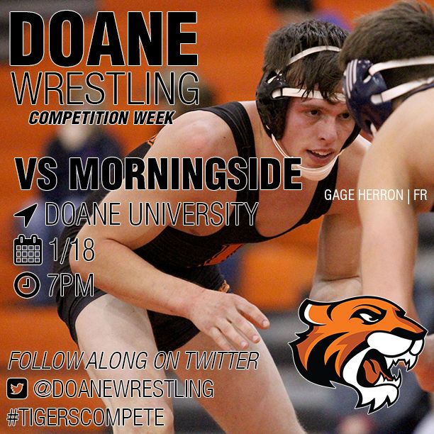 DoaneWrestling's tweet photo. Last Home competition of the year. Be at Fuhrer Field House on Thursday at 7pm to watch the great action!
#GoDoane #TigersCompete https://t.co/aGqhEkLlm3