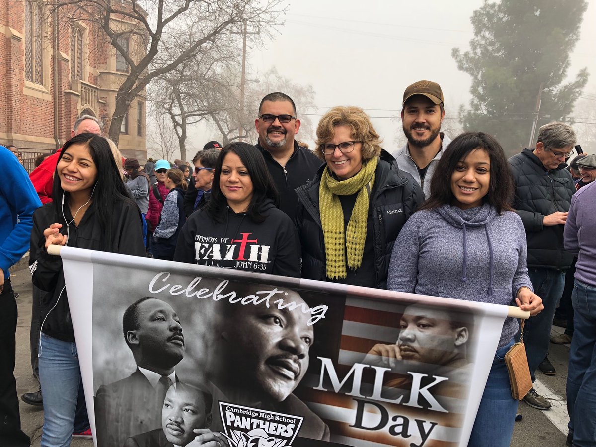 Cambridge students and support staff getting ready for today’s MLK March.