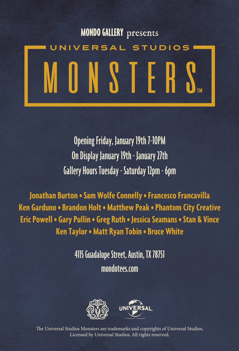 MondoNews's tweet photo. Our Universal Studios' Monsters show opens up this Friday! Join us from 7-10PM. https://t.co/pVlkPfOg9E
