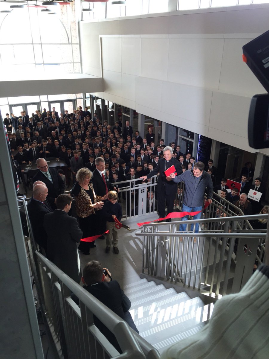 ToddAndrews7's tweet photo. The ribbon is cut at the dedication ceremony for Mount Michael's brand-new David 'DJ' Sokol Learning for Life Building. https://t.co/w3prmAIG5u
