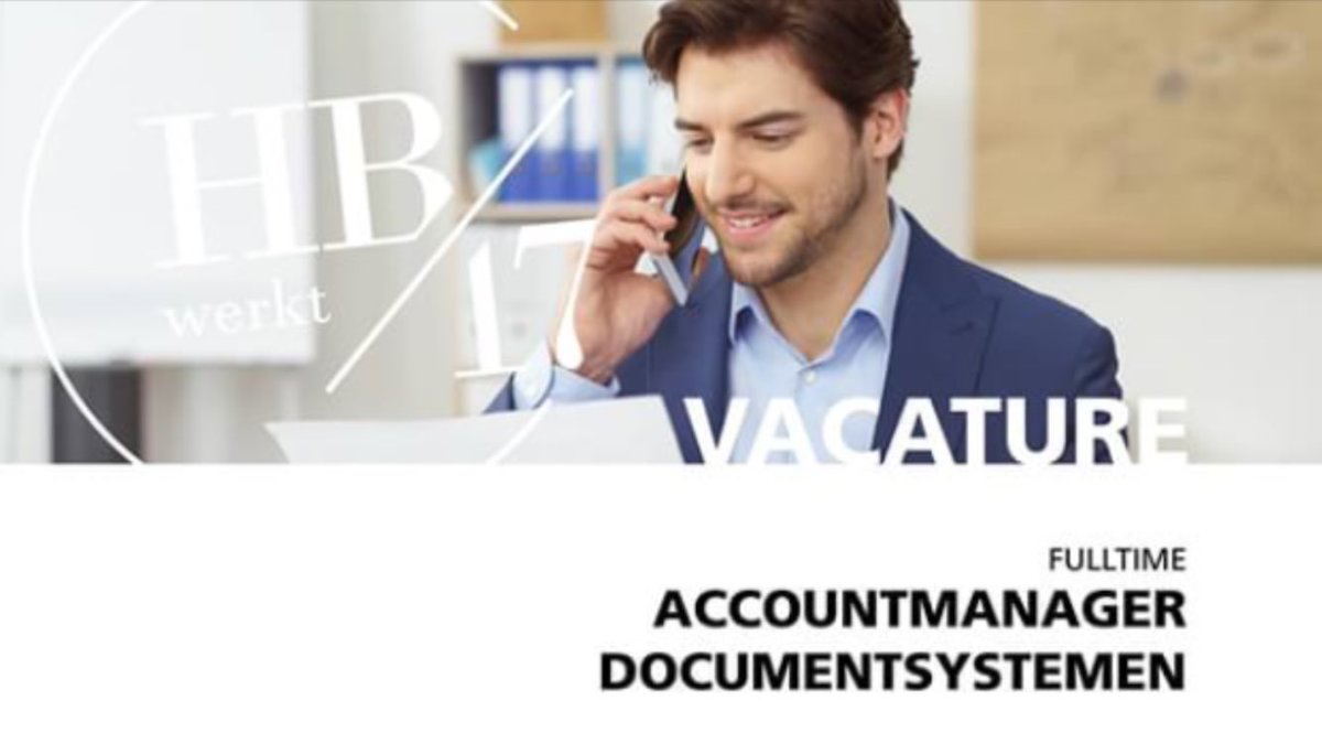 Voor onze #opdrachtgever zijn we op zoek naar een #topper in de #Sales! Beschik jij over voldoende #ervaring en ben je bekend met de Printing #Business? Kijk dan voor meer informatie op onze website:#hb17werkt #recruitment 
hb17.nl/vacatures/acco…