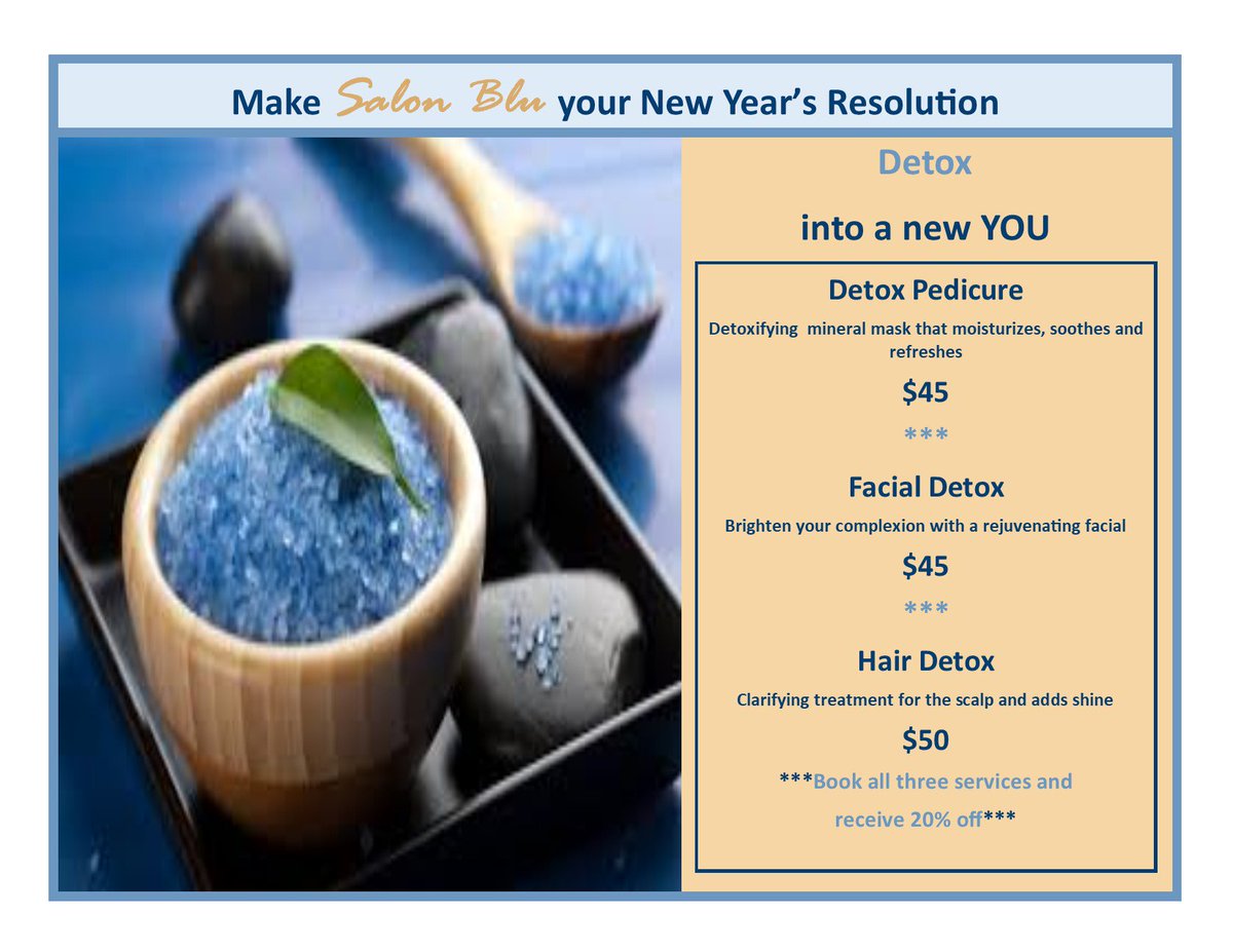 FEELING THE WINTER BLAH'S?  CALL AND SCHEDULE A DETOX AT SALON BLU! 989-772-8898