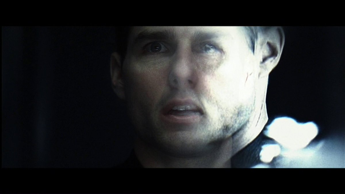  #SpielbergShot 4. An example of Spielberg's use of Tom Cruise in Minority Report. This shot subverts Cruise's star image, turning him into something monstrous and deformed. Also, it comments on how Pre-Crime has distorted the character's perception and ability to see clearly.