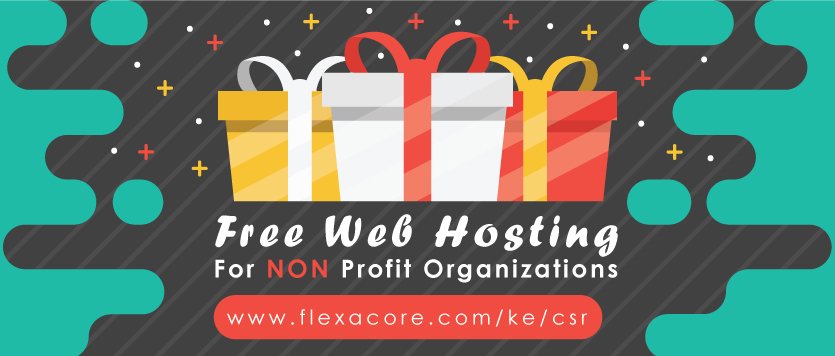 flexacore's tweet image. Amazing offers with Flexacore, FREE WEB HOSTING FOR NON PROFIT ORGANIZATIONS.
More info?
Visit: flexacore.com/ke/csr
Mail to: csr@flexacore.com