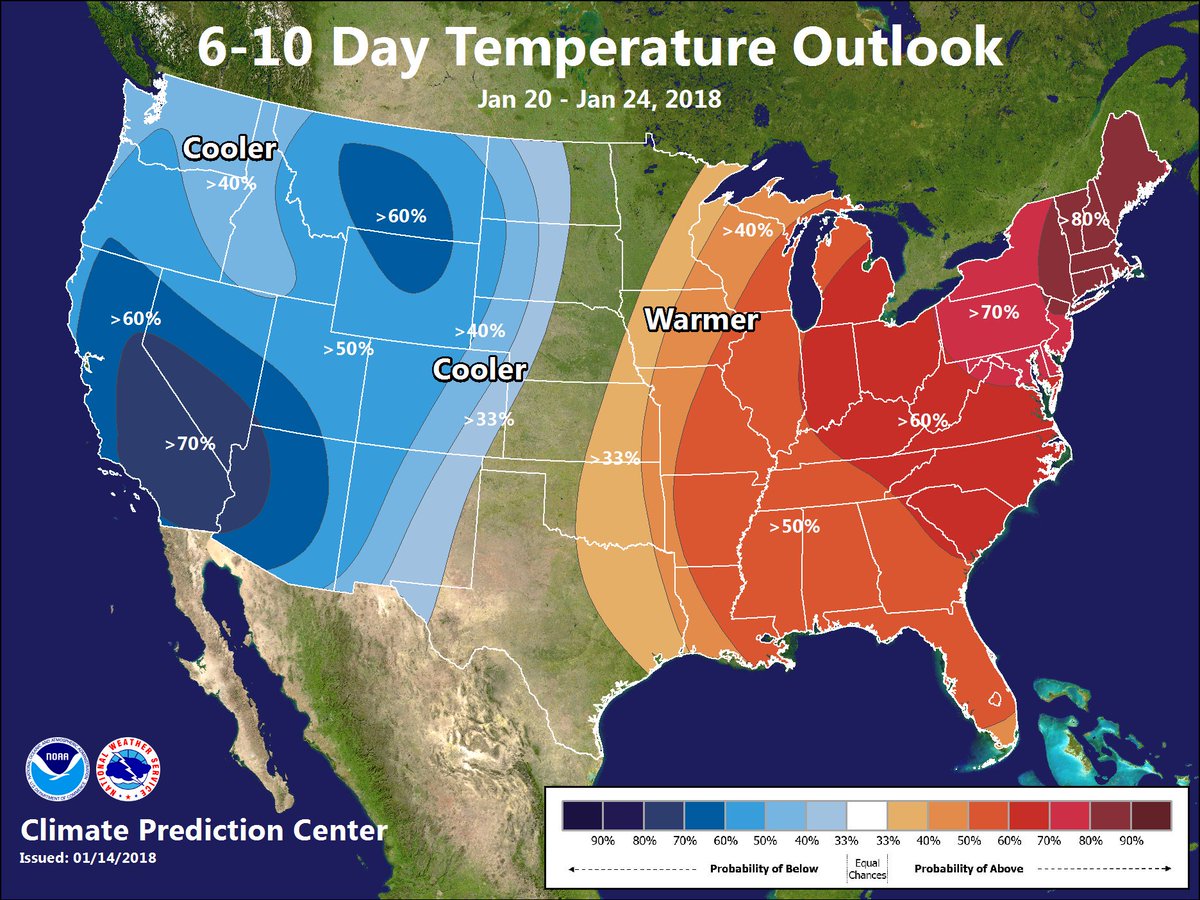 NWSSaltLakeCity's tweet photo. For the extended forecast period, @NWSCPC 's 6-10 day outlook is starting to look more favorable for us in Utah. +50% chance for below normal temps &amp; +60% chance for above normal precipitation. #utwx #climate @nws https://t.co/AiX3jhLTzP