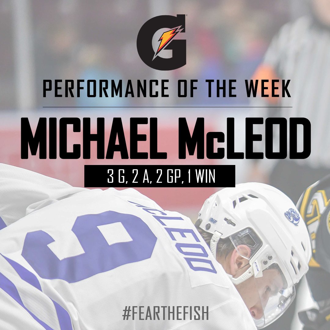 After putting up 5 points in 2 games, <a href="/MikeyMcLeod9/">Mikey McLeod</a> is our <a href="/gatorade/">Gatorade</a> Performer of the Week! #FEARtheFISH
