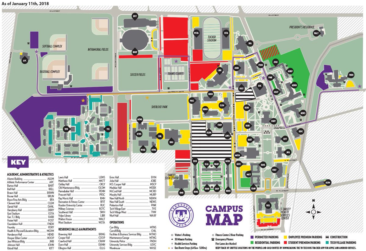 Tennessee Tech University Campus Map Tourist Map Of English