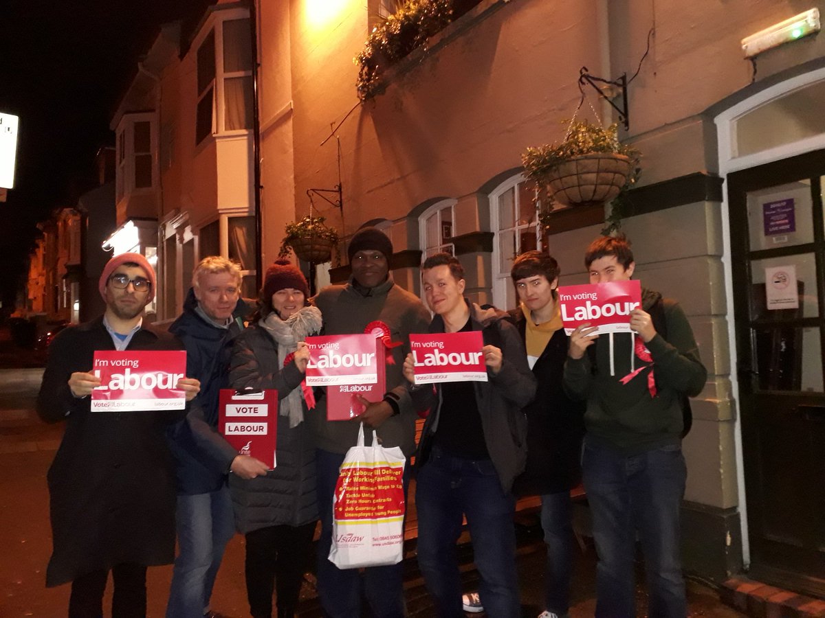 EBLabour's tweet photo. Night & day. Campaigning for Nancy night & day. In these uncertain times East Brighton needs a strong Labour voice. Thankyou to everyone out talking to voters tonight. #VoteNancy #EB8Feb @nancyplatts1 https://t.co/yLDwmTfSY8
