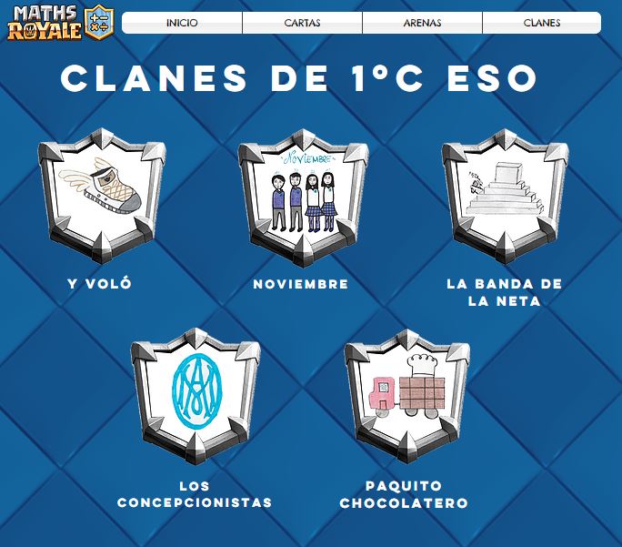 LosJuanitos's tweet photo. #MathsRoyale ha comenzado en @InmaculadaPonfe y los clanes ya están consiguiendo sus gemas. Echa un vistazo a la web (aunque lo más interesante está protegido por la contraseña de cada clase). https://t.co/tWoOVNUYBv https://t.co/auodrjO6W9