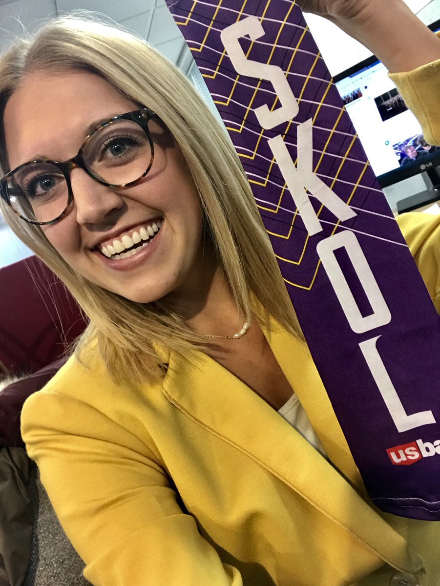 BaihlyWDIO's tweet photo. Debuted some new glasses on air AND got to report on the @Vikings today! Not a bad first Monday back from vacation. #happyreporter https://t.co/DxhYs6WvxE