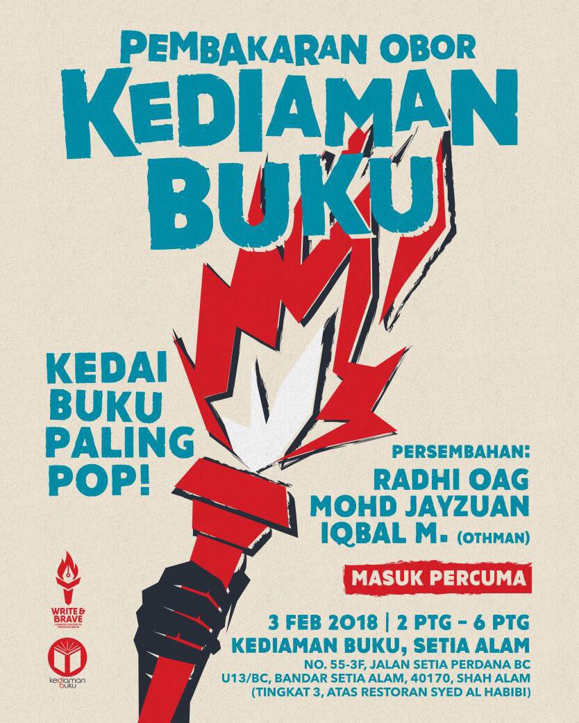 writeandbrave's tweet photo. Hi sahabat sekalian. Kami nak jemput kalian semua ke acara #PembakaranOborKediamanBuku, kolaborasi antara #WriteAndBrave dan #KediamanBuku.
Masuk percuma!
Ajak semua kenalan dan rakan meraikan buku dan persahabatan. Mari! https://t.co/FD85dWUbiv