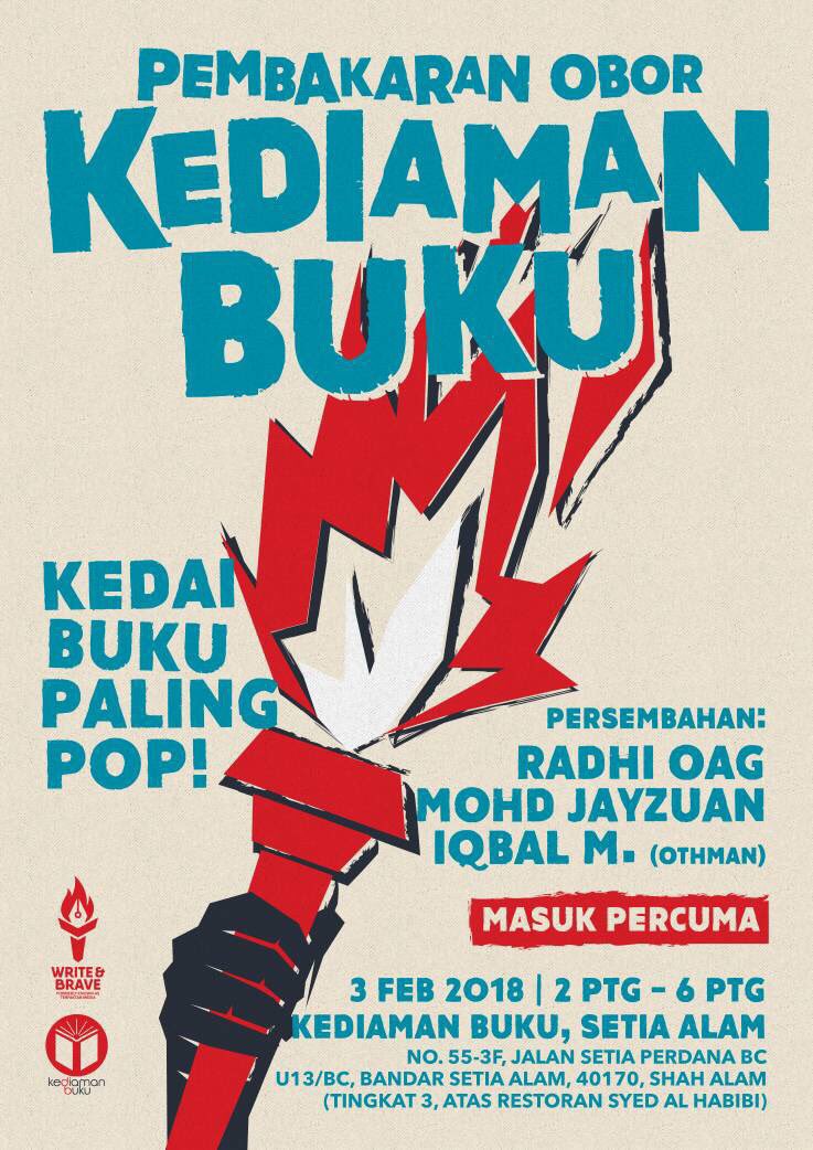 BukuMahakarya's tweet photo. Hi semua.
Kami nak jemput kalian ke acara #PembakaranOborKediamanBuku, kolaborasi antara #WriteAndBrave dan #KediamanBuku.
Masuk percuma.
Ajak semua kenalan dan rakan meraikan buku dan persahabatan. Mari!
Info di poster. https://t.co/kJhUQlY3jl