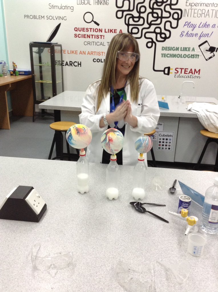 science_sbs's tweet photo. One of our wonderful Year 6 class mums launching our exciting Science experiment competition in style. #sbsscience #sbsinnovation https://t.co/CFuc3ldyMd