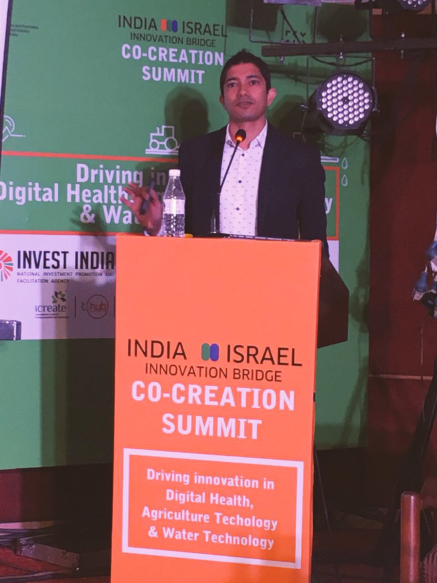THubHyd's tweet photo. Our CEO, Jay Krishnan at #CoCreationSummit discussing the opportunities &amp; challenges in Digital Health, Water Technology and Agriculture.
@startupindia @investindia @sureshpprabhu @CimGOI #THub #IndiaIsraelInnovationBridge https://t.co/PrsFdZlUgh