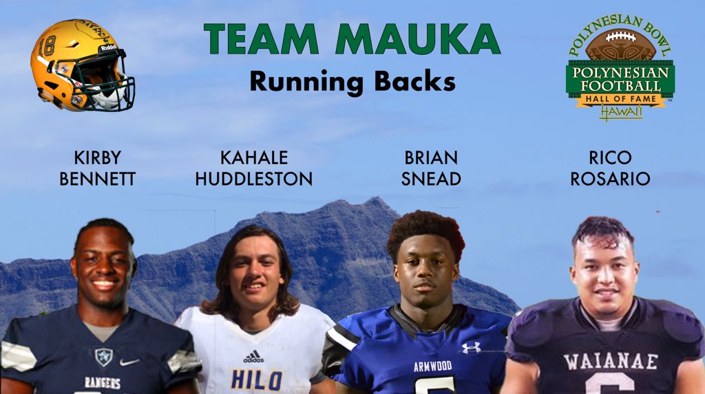 Introducing the 2018 Polynesian Bowl Running Backs for Team Mauka...

<a href="/Thekirbybennett/">Kirby Bennett</a> <a href="/kahale55/">Kahale Huddleston</a> <a href="/snead655/">Campaign_B6</a> @RicoRosario92