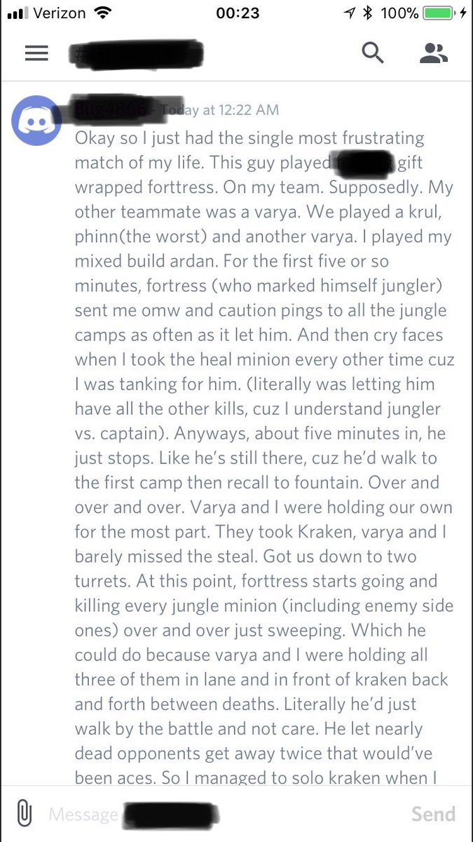 So I just had the most frustrating <a href="/vainglory/">Vainglory</a> match of my life. I've played this game for close to 4 years. I would've recorded the match replay if I had iOS 11. This game has such a good community and user support. I don't like seeing the few bad ruin that for all the good ones.