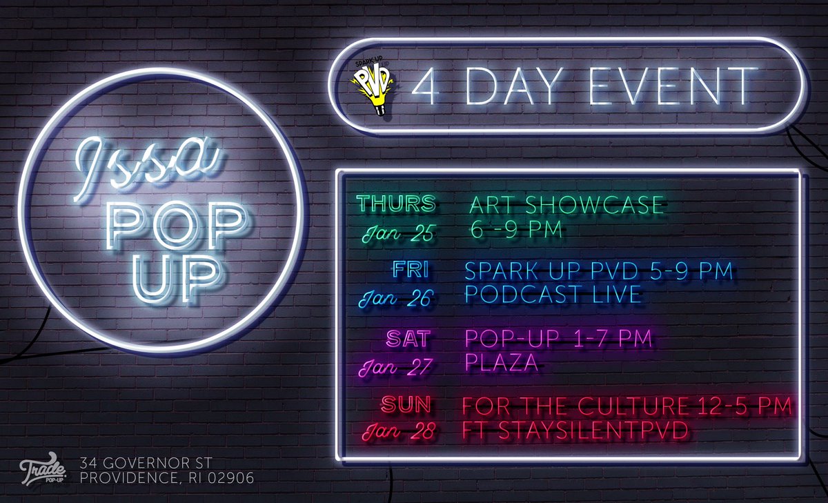 AYO_Dag's tweet photo. Pull up 🗣We’re hosting a 4-day pop up. Be there or be ⬛️ 
#issapopup #SparkUpPVD https://t.co/LsUouJKkNp
