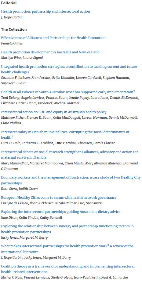 evelynedeleeuw's tweet photo. Read our @HealthPromInt special review issue on #partnership and #IntersectoralAction https://t.co/MxJeVbcxSo @OUPAcademic all #OpenAccess

Also - we take requests for other review areas! https://t.co/nY74RJNnMo