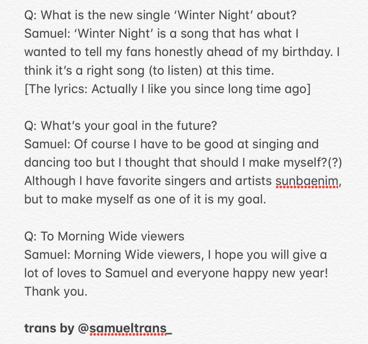 Samueltrans Semi Hiatus Trans Samuel Sbs Morning Wide Interview Samueltrans Semi Hiatus Trans Samuel Sbs Morning Wide Interview