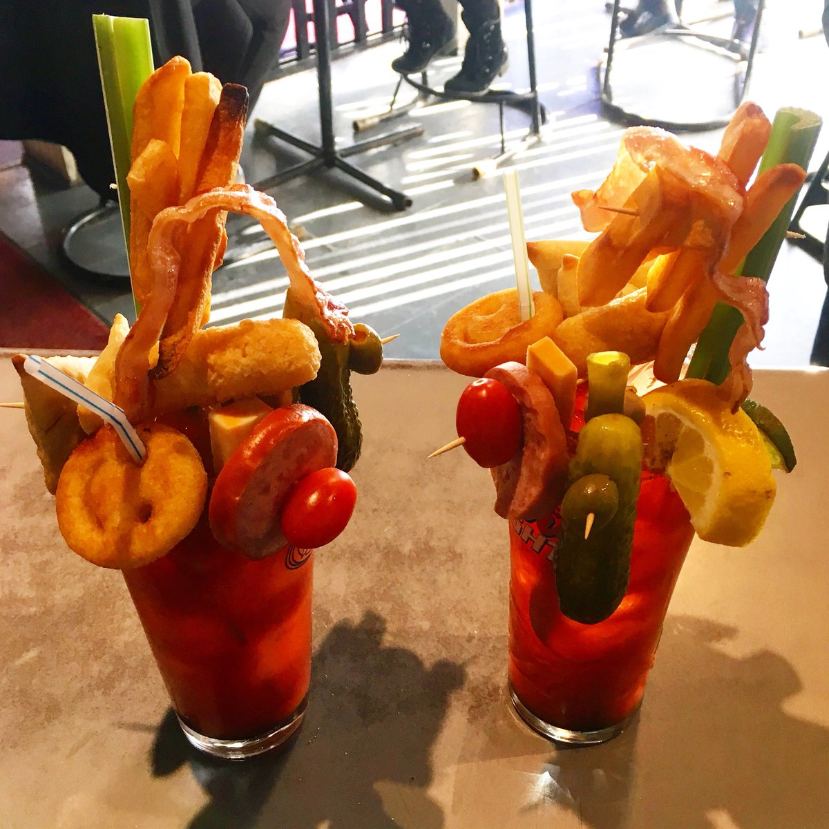ColbysBilliards's tweet photo. Lunch In A Cup Sunday @colbys_billiards #Caesar with #Bacon #MozzerellaSticks #SmileyFace #FrenchFries #Cheese #Kielbasa #Samosa #PickledBeans #PickledOnions #Pickles #Olives #Tomato #Lemon #Lime &amp; #Celery https://t.co/abeL6flw78