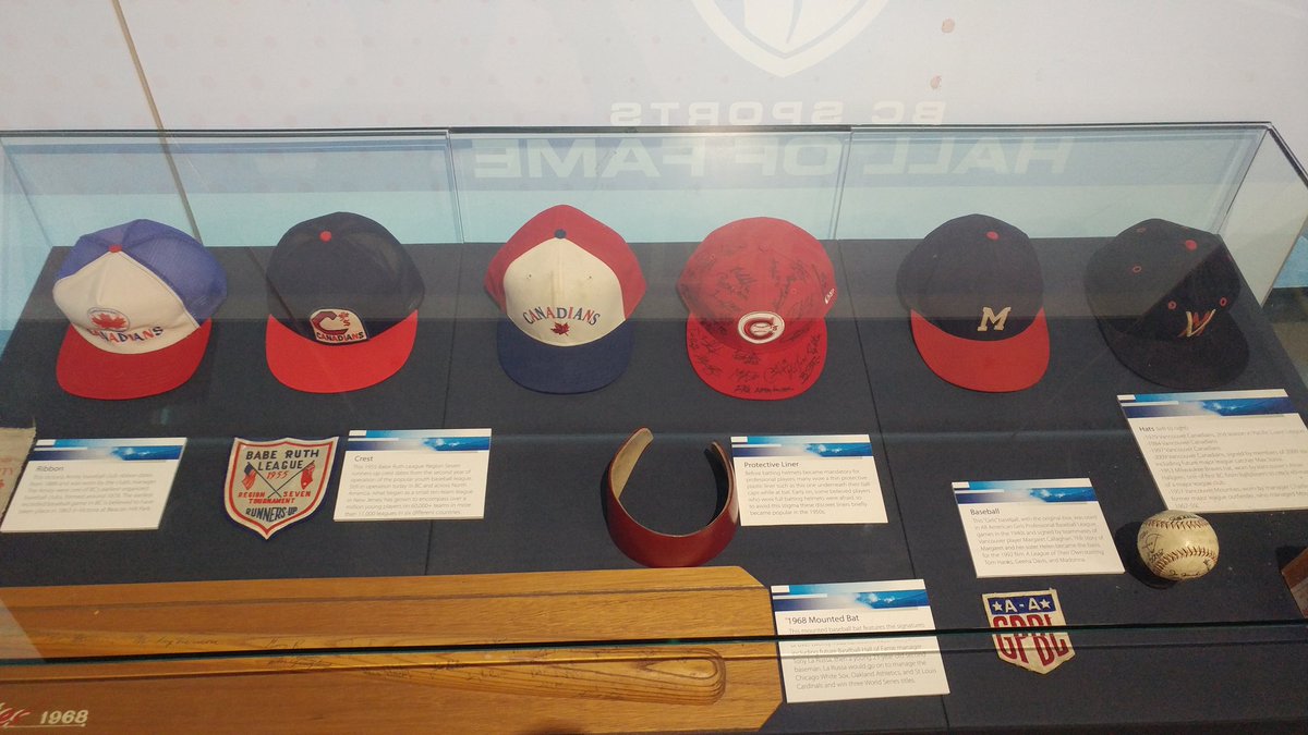 baseballinvan's tweet photo. It's #NationalHatDay! Check out this great case at the @BCSportsHall showcasing some hats, most from the @vancanadians! https://t.co/v5TZ7LK90x