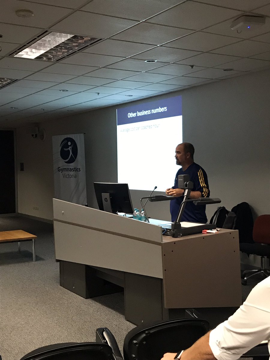 Gym_VIC's tweet photo. John Mitchell from Delta Gymnastics delivering his Gymnastics Finance for Dummies session at the #GVClubConference. https://t.co/VOab0zuOBu