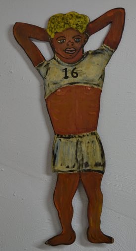 PreventionPoint's tweet image. 16, Sex Worker Series, acrylic on wood, 1989.  Go-go boy shown in Tomata Du Plenty’s first Miami Beach exhibit at ART-ACT.