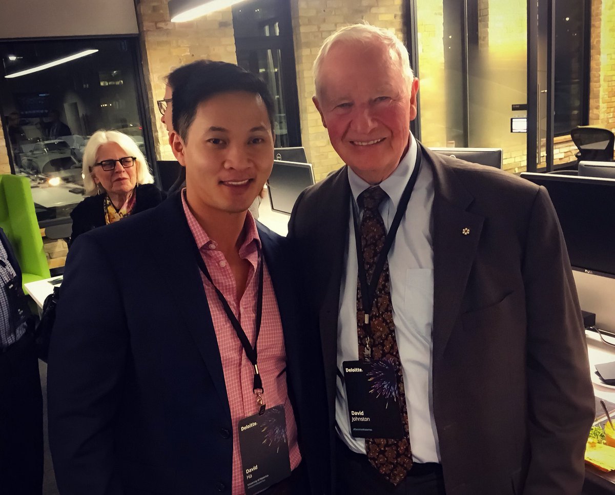 davidha02's tweet photo. Wonderful to reconnect with former GG the Right Honourable David Johnston at the #DeloitteWaterloo grand opening in Kitchener-Waterloo’s Innovation District! @DeloitteCanada #UWaterloo #GGCLC https://t.co/YXBKsxg0N2