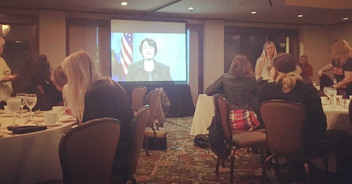 BakersAcresCSA's tweet photo. Lisa’s in California for the National Farmers Union women’s conference this week. We’re surrounded by female agriculture leaders! Even Senator @amyklobuchar stopped by with some encouraging words. https://t.co/MbQDNZp1gB