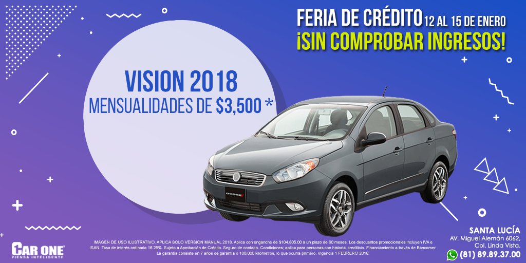ChryslerSL's tweet photo. ¡Ya llegó la FERIA DE CRÉDITO! ✨ 🚙
HOY 15 de enero ¡ÚLTIMO DÍA! Aprovecha las promociones que tenemos para ti.
¡Sin comprobar ingresos! Llévate tu nuevo #DodgeVision con mensualidades de $3,500 pesos. ¡Visítanos! en #ChryslerSantaLucia --> 📍 https://t.co/jTRmpF5EuS https://t.co/SVlyCBP3wz
