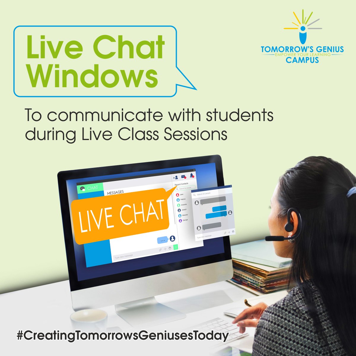 tgcampusIN's tweet photo. Want to ask or answer a question during a Live Class Session? Just use our handy Live Chat feature! #CreatingTomorrowsGeniusToday
#EducationAnytimeAnywhere #TGCampus https://t.co/evViCImbmt