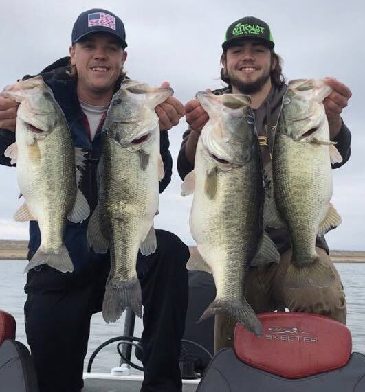 DBUBassTeam's tweet photo. Reid Strobl and Trent Newman of the DBU Bass Team with a fun day on the lake, just miles from the @DBUPatriots campus #Fish4DBU https://t.co/LYQHnTXru1 https://t.co/bqwoPwUgPG