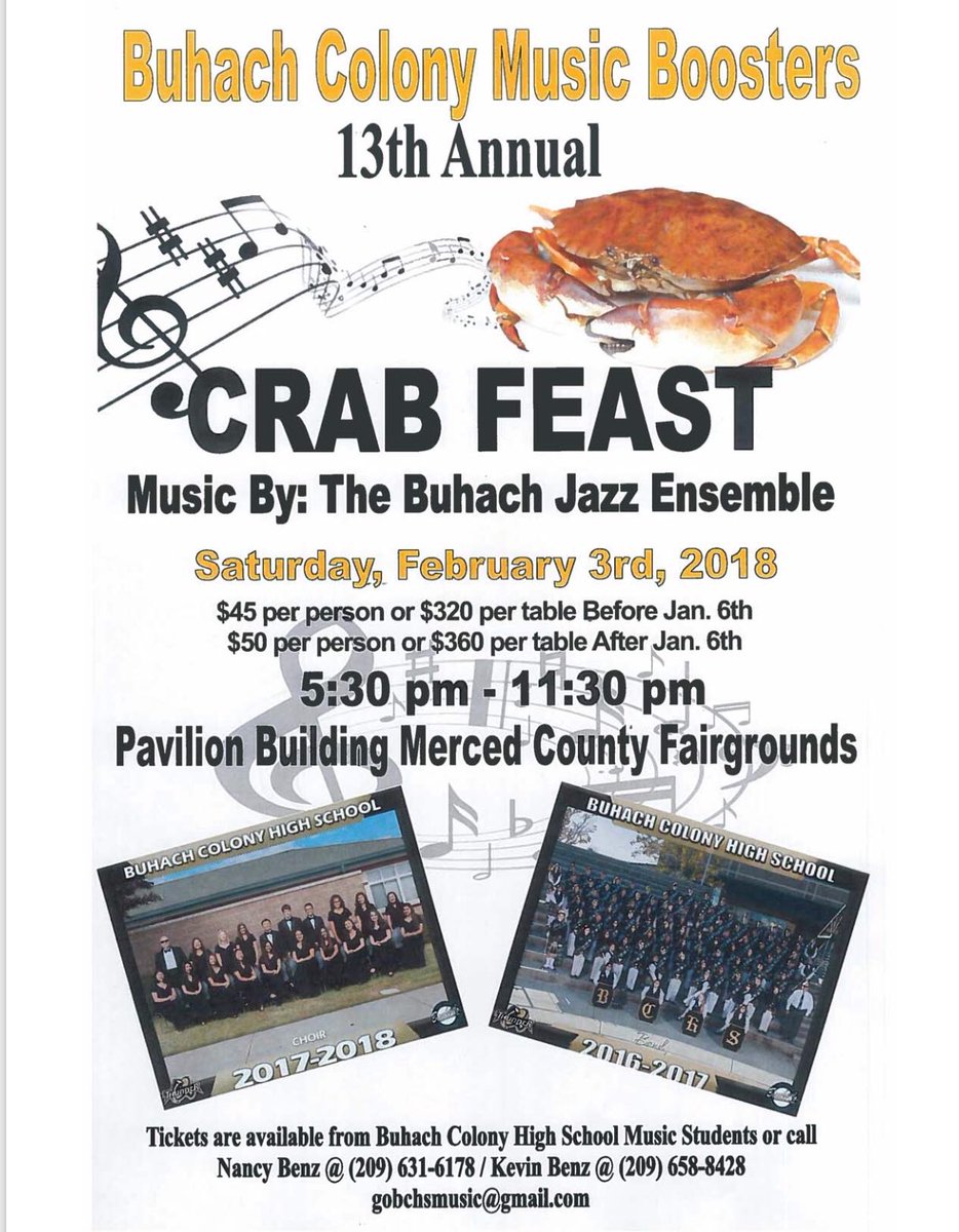 Check it out...BCHS Band Boosters annual Crab Feast!
