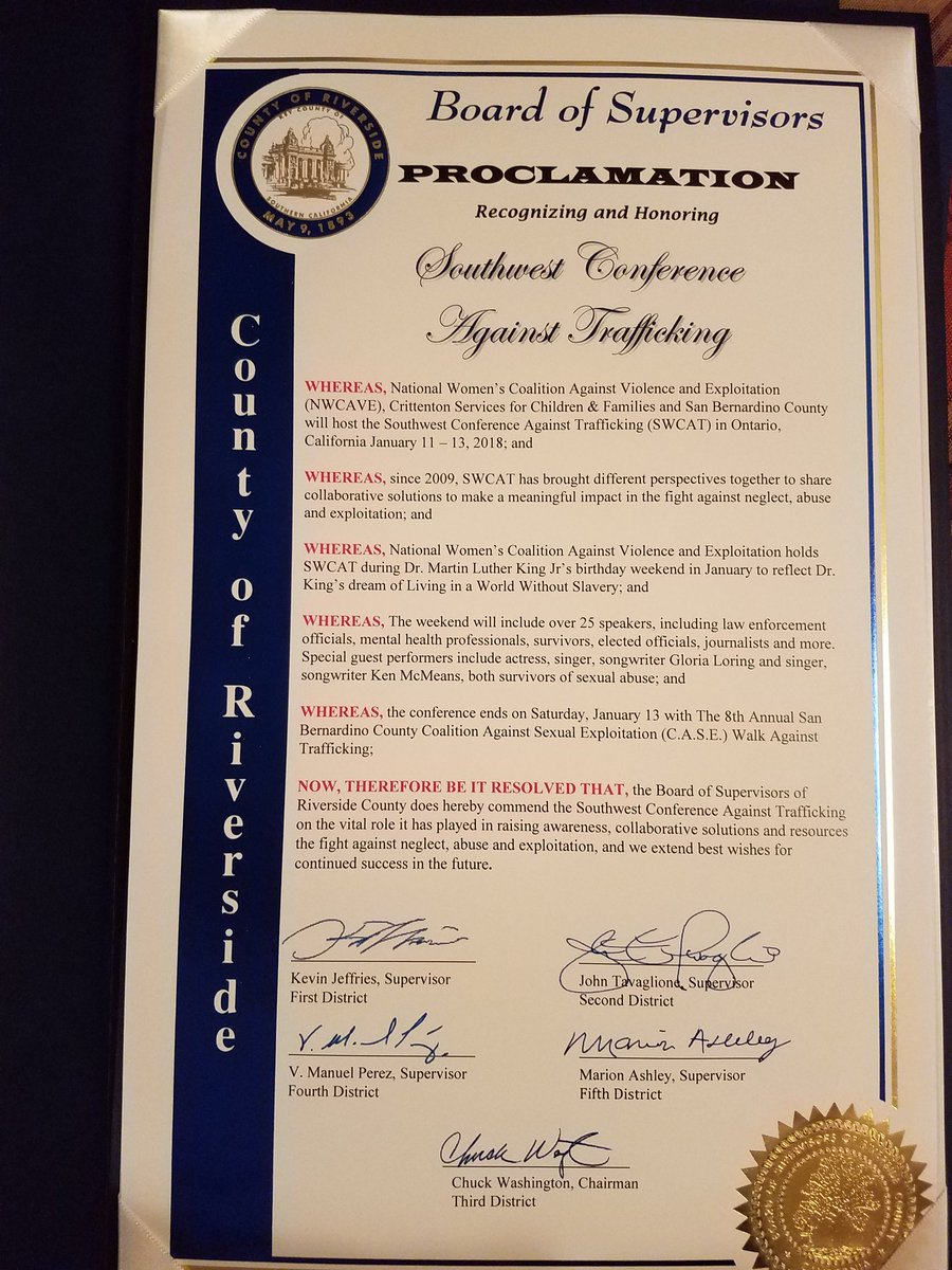 NWCAVE's tweet photo. TY @DVACSJ @cityofhemet @RivCoJobs and @AsmRodriguez52 for honoring our .@NWCAVE work. #SWCAT2018 https://t.co/Q4HrMZi0Ji