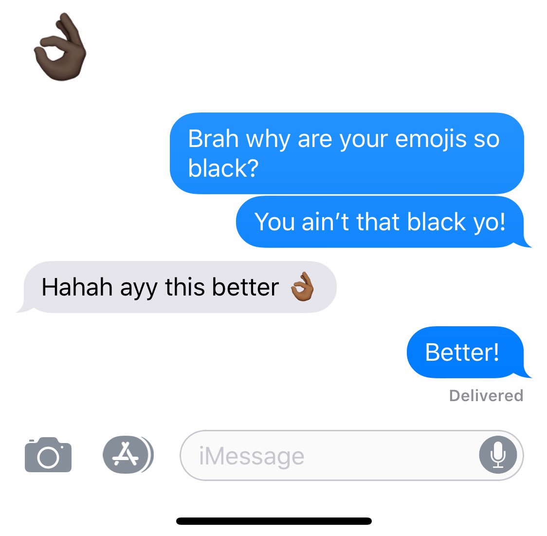 enzorari's tweet photo. Serious Emoji convos with the homie @hvncoq #knowyourcolour #emojis https://t.co/N1NIwtqfUx