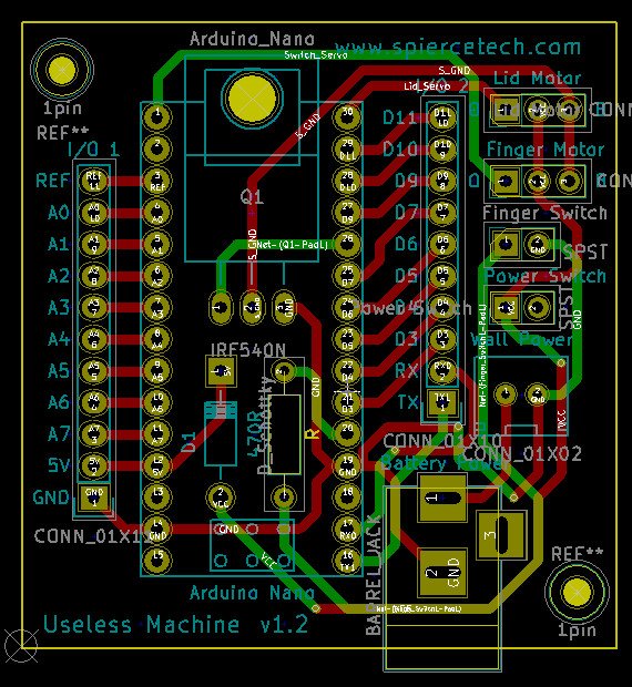 SpierceTech's tweet image. Working up the next iteration of the @arduino powered #UselessMachine #PCB in @kicad_pcb
