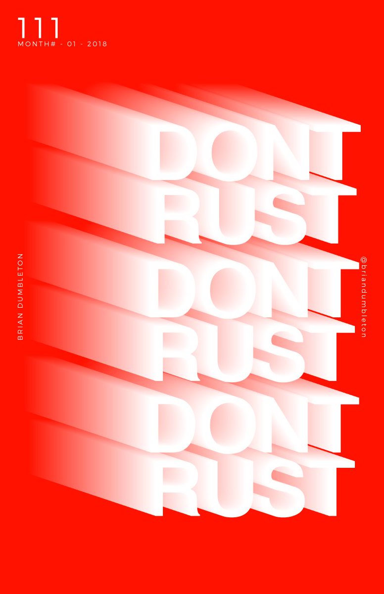 BrianDumbleton's tweet photo. 111 - Rust

Reminder for myself to not slack off or get lazy 

#designchallenge #posterdesign  #design #bvddesign #photoshop #illustrator #typography #digitalart https://t.co/k9Fae3ZVq8