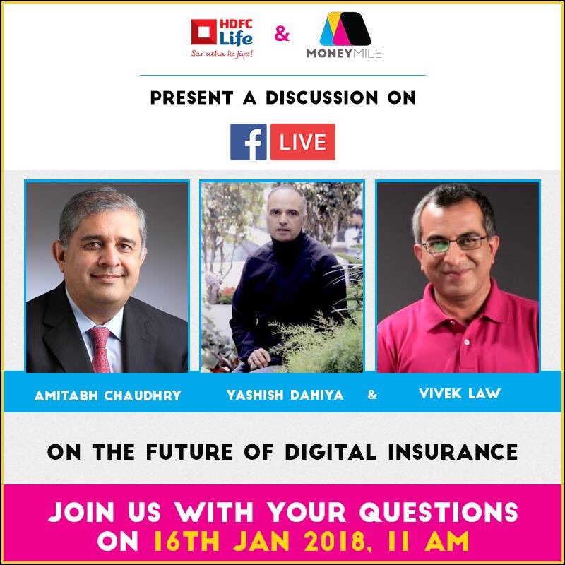themoney_mile's tweet image. Making investment in life worthwhile... Join us on FB Live on the 16th January at 11:00 am as our editor-in-chief @VivekLaw discusses the future of life insurance in a digital world with @HDFCLIFE's Amitabh Chaudhry &amp;amp; @policybazaar_in's Yashish Dahiya. Only on #InsuranceDecoded