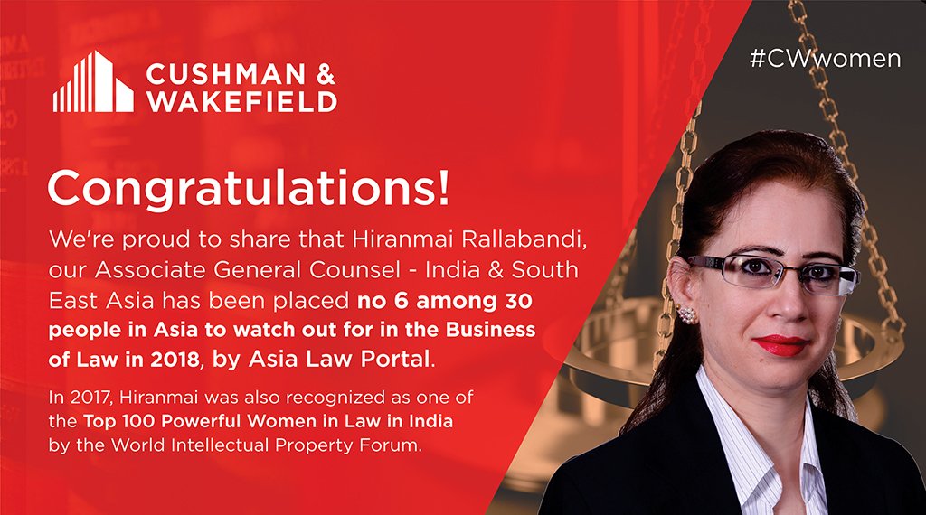 cushwakeAsia's tweet photo. Proud of #CWwomen Hiranmai Rallabandi placed no 6 among 30 people in Asia to watch out for in the Business of Law in 2018. Many Congratulations! https://t.co/zs7XlPjyuG