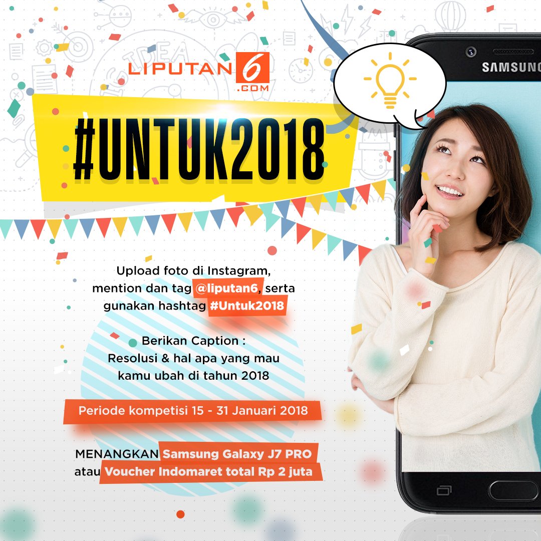 vidio's tweet photo. Punya foto bagus di HP, cukup kasih caption terbaik versi kamu #Untuk2018. Langsung upload di instagram, MENANGKAN Samsung Galaxy J7 PRO atau voucher Indomaret total Rp 2 juta! Info https://t.co/EROgQh6uzr https://t.co/qCsaVQAnbd